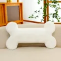 White bone-shaped plush sofa pillow, soft creative home decor cushion for living room, cozy bed accent. - White Bone