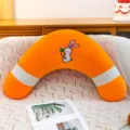 Orange crescent hugging body pillow, cute bunny embroidery pregnant side sleeping pillow. - 60 cm / Orange