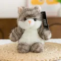 Lindo peluche de gato gris y blanco animal de peluche suave muñeca para regalo de niños - Gato Gris / 15 cm (alta calidad oficial)