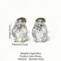 Stainless steel oval cubic zirconia stud earrings, elegant and classic daily jewelry. - Oval Zirconia Earrings (RT139EH-1)