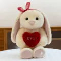Cute plush rabbit toy with long ears and red heart pillow, soft stuffed doll for girls. - Yellow Rabbit Holding Red Heart / 30 cm (with Pellets)