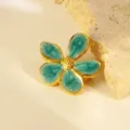 Roestvrijstalen bloemen emaille broche, zoete stijl plant sieraden voor vrouwen, chic accessoire. - Broche / Blauw