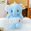 Cute cartoon dream elephant plush toy with diaper design, soft stuffed animal doll for kids gift. - 40 cm / Blue