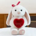 Cute white plush bunny toy with red heart, soft stuffed animal gift for kids and girls. - White Rabbit Holding Red Heart