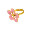 Magnifique bague fleur émaillée rose en acier inoxydable, bijou élégant de style français. - Bague Ouverte (RT266JZ) / Rose