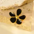 Roestvrij staal zwart goud geëmailleerde bloem broche, prachtig bloemen sieraden accessoire. - Broche / Zwart