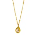 Gold-plated teardrop pendant necklace with beaded chain style variant for daily wear - Teardrop Pendant Necklace (RT271XL) / White