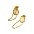 Gold stainless steel teardrop chain earrings, elegant crystal geometric pendant jewelry variant. - Teardrop Chain Earrings (RT286EH) / White