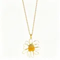 Collana con ciondolo a fiore di margherita goccia d'olio bianca in acciaio inox vista principale - Collana / Bianco