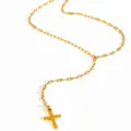 Stainless Steel 18K Gold Plated Cross Pendant Necklace Minimalist Fashion Jewelry for Women - Geometric Texture Chain Cross Necklace (RT252XL)