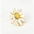 Acciaio inossidabile smalto bianco margherita fiore spilla anello gioiello ciondolo - Spilla / Bianco
