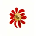 Spilla ciondolo fiore smaltato rosso placcato oro accessorio gioiello dolce minimalista. - Spilla / Rosso