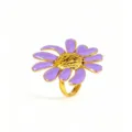 Anello fiore smalto viola acciaio inossidabile placcato oro 18k stile dolce gioiello variante - Anello / Viola