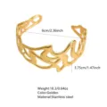 Gold Stainless Steel Open Cuff Bracelet Geometric Hollow Statement Bangle Jewelry 6cm - Golden Streamline Hollow Style (FYD6266SZ)
