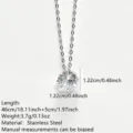Stainless steel zircon solitaire pendant necklace, elegant chain variant for daily wear. - Round Zirconia Necklace (RT138XL-1)
