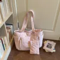 Roze gewatteerde shopper tas, lichte grote casual schoudertas voor dagelijks gebruik. - Roze