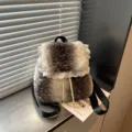 Niedlicher flauschiger Plüsch-Rucksack mit Hirschmuster und Spitze, stilvolle Mini-Tasche. - Grau