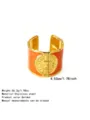 Goldener Edelstahl Armreif mit orangefarbenem Emaille Sonnenmotiv, offenes Armband. - Rot (RT119SZ)