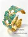 Goldener Edelstahlschmetterling offenes Armband, Nischenluxus Emaille Blumenschmuck. - Doppelschichtige Schmetterling Stil (RT120SZ-blue) / Blau