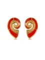 Eleganti orecchini a spirale in acciaio smaltato oro, stile spiaggia moda gioielli. - Spirale Rosso (FYD6197EH-red)