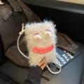 Borsa a tracolla carina in peluche morbida invernale borsa da telefono divertente per ragazze. - Borsa a Tracolla Grandi Occhi / Bianco avorio