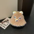Morbida borsa a tracolla in peluche orso marrone o cappello invernale, design a cartone. - Cappello a Secchiello Orso / Kaki