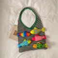 Carina borsa a spalla in maglia di pesce colorato borsa hobo sotto le ascelle borsa da spiaggia - Verde