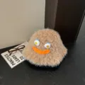 Borsa a tracolla carina in peluche cartone animato divertente borsa telefono inverno per ragazze - Cappello a Secchiello Grandi Occhi / Kaki