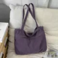 Borsa tote in tela viola grande capacita borsa a spalla casual stile minimalista - Viola