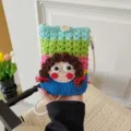 Süße Häkel Puppe Mini Umhängetasche handmade Strick Wolle Schultertasche Geldbörse - Grün