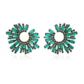 Close-up detail groene strass zonnebloem oorbellen, glanzende legering kristal sieraden. - Groene Stijl (M220809006)