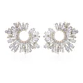 Gouden legering strass zonnebloem oorbellen sprankelende kristallen sieraden detailweergave - Witte Stijl (M220809006-2)
