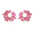 Gedetailleerd uitzicht op schitterende roze strass kristalen oorbellen met legering. - Roze Stijl (M220809006-4)