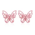 Close-up detail shot of sparkling pink rhinestone butterfly earrings, elegant and luxurious design. - Pink Rhinestone Style (M230228026-1)