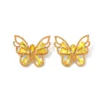 Gedetailleerd overzicht van luxe retro strass vlinder oorbellen, schitterend kristallen design. - Geel Oranje Strass Stijl (M230228026-3)