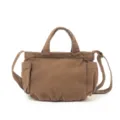 Brown canvas crossbody bag for women, large capacity daily shoulder bag with pockets. - Coffee