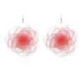 Oversized pink chiffon rose flower dangle earrings for women fashion statement jewelry - Pink