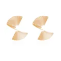 Gold pleated geometric irregular earrings minimalist metal chic stylish fashion jewelry - Irregular Fan Pleated Twisted Earrings (M230616001-1) / Gold