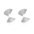 Detailed close-up view of irregular metal fan-shaped geometric earrings in polished silver. - Irregular Fan S-Shape Geometric Earrings (M230616001) / Silver