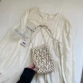 Bohemian Beaded Phone Bag Woven Wax Rope Beach Crossbody Bag Small Handbag for Women - Beige