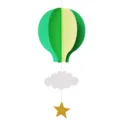 Close-up detail of 3D paper hot air balloon hanging decoration for kids room party. - Total Length About 50-60CM / Hot Air Balloon [Yellow+Green]