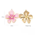 Edelstahl fünfblättrige Blume Emaillierter Anhänger mit Strass für DIY Schmuck Zubehör - Rosa-Groß