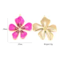 Goldfarbener Edelstahl Fünf-Blatt-Emaillierte Blumen Anhänger DIY Schmuck Zubehör - Rosarot-Groß