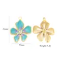 Colgante de flor de cinco pétalos de acero inoxidable esmalte 21x17mm accesorio de joyería - Azul-Pequeño
