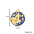 Dettaglio pendente zodiaco in acciaio inox smalto blu e cristalli brillanti 17x15mm - Taurus