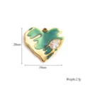 Ciondolo a cuore in acciaio inossidabile smalto verde con cristallo, 20x19mm bigiotteria - Stile Cuore / Azzurro