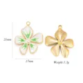 Colgante de flor de cinco pétalos de acero inoxidable esmalte accesorio joyería DIY. - Verde-Pequeño