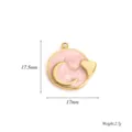 Stainless Steel Pink Enamel Moon Heart Pendant DIY Necklace Bracelet Jewelry Accessory 17mm - Round Shape / Pink