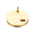 Gold Stainless Steel Round Hollow Heart Pendant DIY Jewelry Mirror Polished Blank Tag Charm - Gold