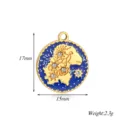Pendente zodiacale smaltato in acciaio inossidabile, ciondolo rotondo, gioielli 17x15mm. - Aries
